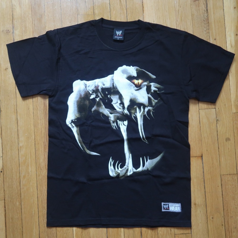 WWE Randy Orton RKO Shirt Men Medium Black Viper Skeleton Short Sleeve Wrestling